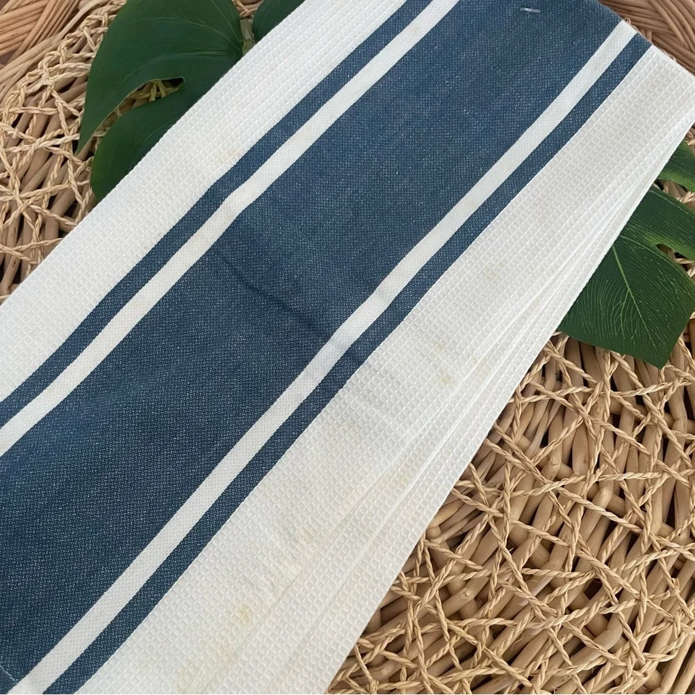 The Gourmet Collection Blue & White Striped Kitchen Towels Set of 2 NWT